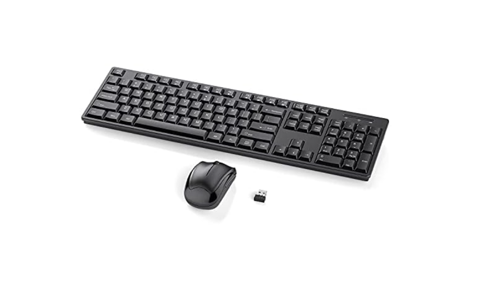 Wireless Keyboard and Mouse, 2.4G Wireless Keyboard Mouse Full Size with 12 Multi-Media Keys and Auto Sleep for WindowsComputerPCLaptopDesktop-K041
