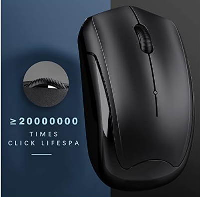 Wireless Keyboard and Mouse, 2.4G Wireless Keyboard Mouse Full Size with 12 Multi-Media Keys and Auto Sleep for WindowsComputerPCLaptopDesktop-K041