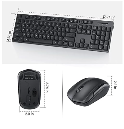 Wireless Keyboard and Mouse, 2.4G Wireless Keyboard Mouse Full Size with 12 Multi-Media Keys and Auto Sleep for WindowsComputerPCLaptopDesktop-K041