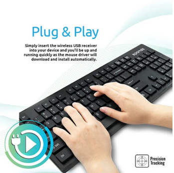 Promate KeyMate-2 Ultra-Slim 2.4Ghz Wireless English/Arabic Keyboard and Mouse, Black