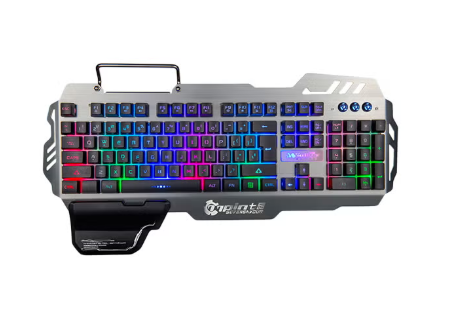 7pin Gaming Keyboard With Mobile Phone Holder And Wrist Rest Silver