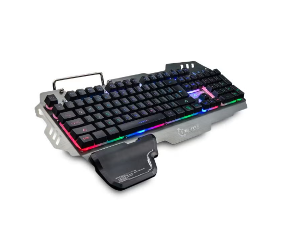 7pin Gaming Keyboard With Mobile Phone Holder And Wrist Rest Silver
