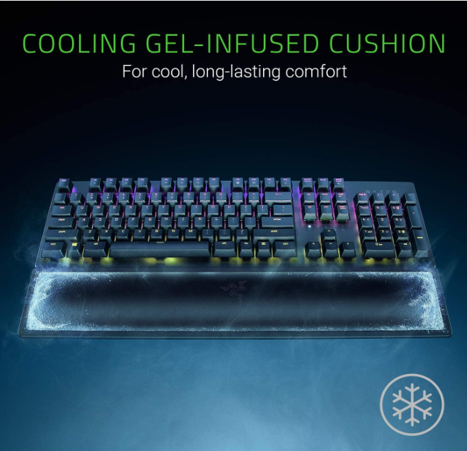 Razer Ergonomic Wrist Rest Pro for Full-Sized Keyboards: Cooling Gel Infused - Anti-Slip Rubber Base - Angled Incline - Classic Black