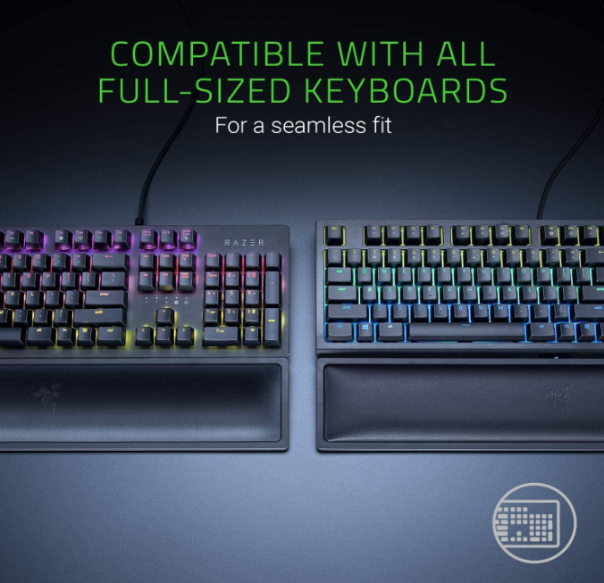 Razer Ergonomic Wrist Rest Pro for Full-Sized Keyboards: Cooling Gel Infused - Anti-Slip Rubber Base - Angled Incline - Classic Black