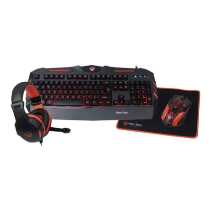 Meetion C500 – 4-in1 Combo Gaming Keyboard, Mouse and Mouse pad with Gaming Headset, Wired LED RGB Backlight for Computer PC/Laptop - Black