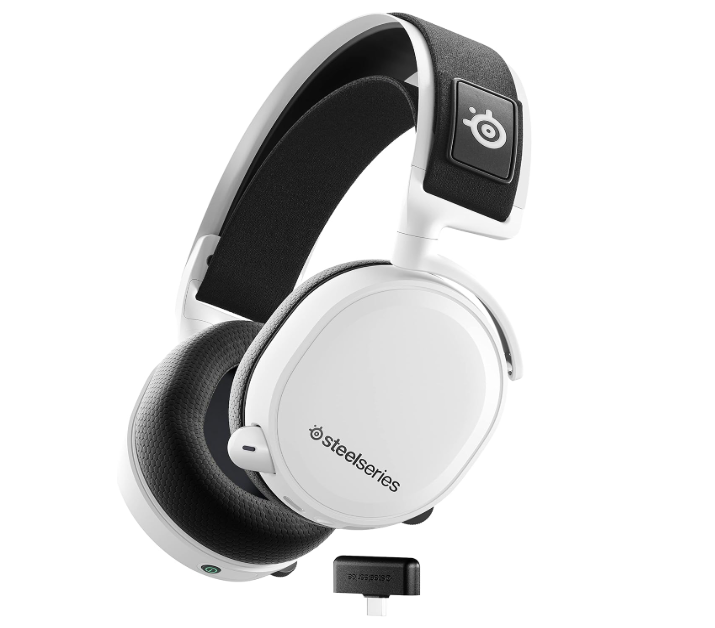 SteelSeries Arctis 7+ Wireless Gaming Headset - Lossless 2.4 GHz - Sonar 7.1 Virtual Surround Sound - 30 Hour Battery Life - USB-C Quick Charging - For PC, PS5, PS4, Mac, Android and Switch - White