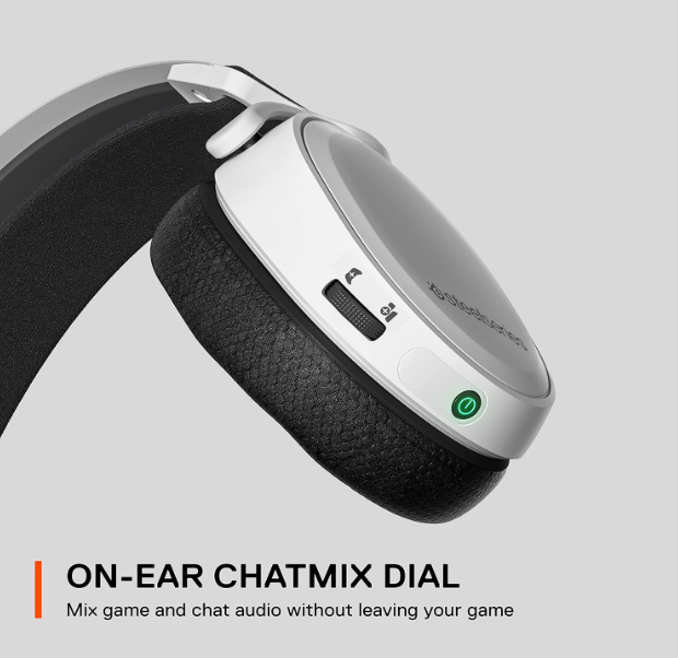 SteelSeries Arctis 7+ Wireless Gaming Headset - Lossless 2.4 GHz - Sonar 7.1 Virtual Surround Sound - 30 Hour Battery Life - USB-C Quick Charging - For PC, PS5, PS4, Mac, Android and Switch - White