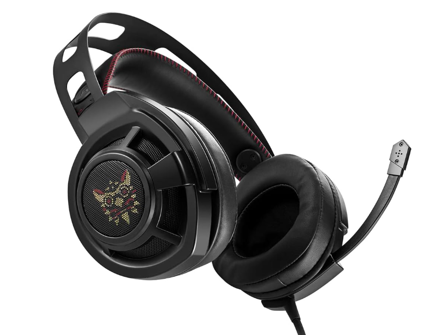 Onikuma M190 Professional Over-Ear Gaming Headset for PS4, Features Subwoofer and Bass Sound with Noise Canceling Mic, Black, Wired