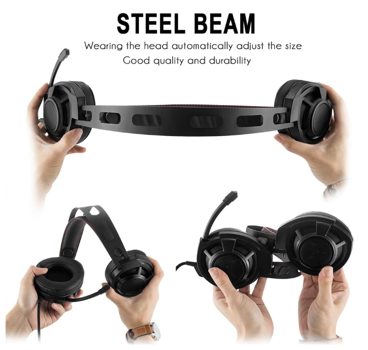 Onikuma M190 Professional Over-Ear Gaming Headset for PS4, Features Subwoofer and Bass Sound with Noise Canceling Mic, Black, Wired