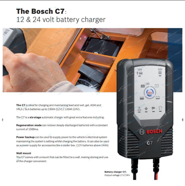 Bosch C7 12/24-Volt 6-Mode Battery Charger and Maintainer