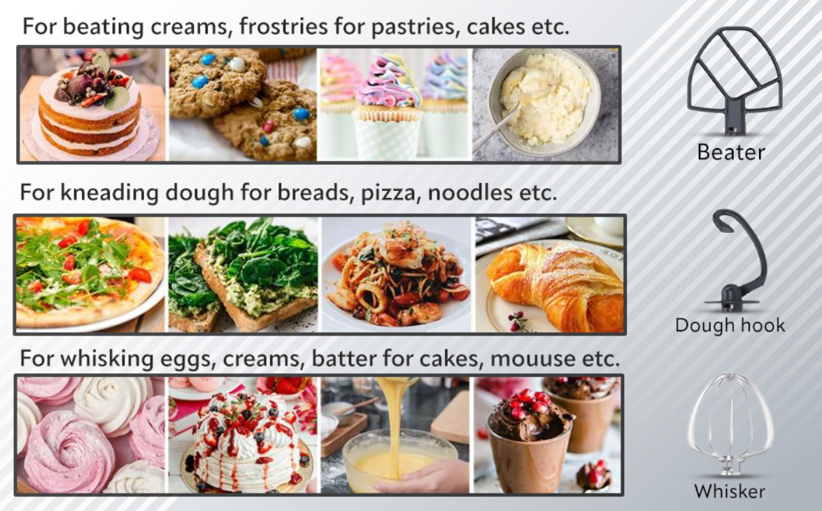 Carrera (Designed In Germany) Stand Mixer No 657, 800-Watt Kitchen Food Mixer With 8 Speed Settings, Dough Hook, Flat Beater, Whisk, Stainless Steel Mixing Bowl (5L), Splash Guard With Funnel – Silver