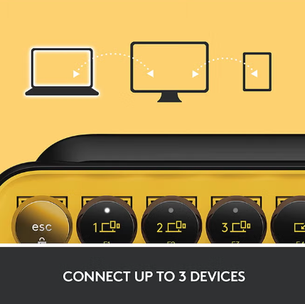 POP Keys Mechanical Wireless Keyboard With Customisable Emoji Keys, Durable Compact Design, Bluetooth Or USB Connectivity, Multi-Device, OS Compatible, US Layout Yellow