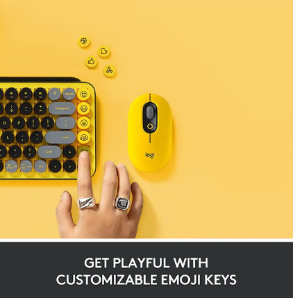 POP Keys Mechanical Wireless Keyboard With Customisable Emoji Keys, Durable Compact Design, Bluetooth Or USB Connectivity, Multi-Device, OS Compatible, US Layout Yellow