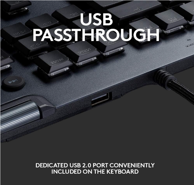 Logitech G815 LIGHTSYNC RGB Mechanical Gaming Keyboard with Low Profile GL Tactile key switch, 5 programmable G-keys, USB Passthrough, dedicated media control - Tactile