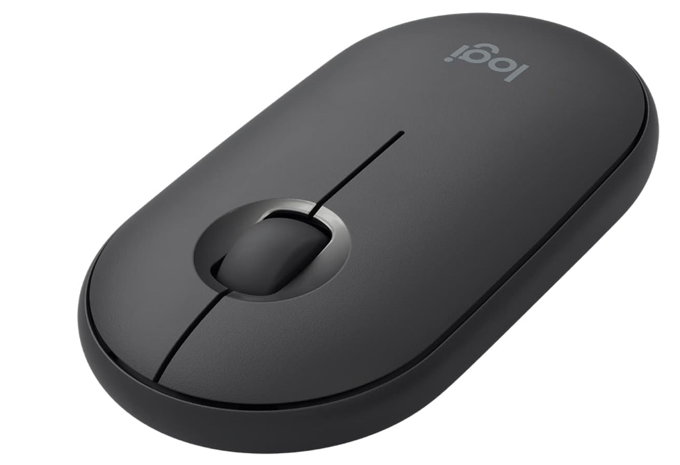 Logitech Pebble M350 Wireless Mouse with Bluetooth or USB Silent, Slim Computer Mouse Certified Works with Chromebook Graphite, 910-005743,
