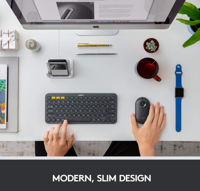 Logitech Pebble M350 Wireless Mouse with Bluetooth or USB Silent, Slim Computer Mouse Certified Works with Chromebook Graphite, 910-005743,