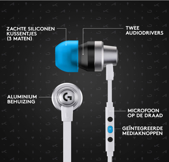 Logitech G333 K/Da Gaming Earphones With In-Line Mic And Controls, Dual Drivers, Official League Of Legends Gaming Gear For Pc, Smartphone, Ps, Xbox, Nintendo With 3.5mm Aux Or Usb-C Port - White