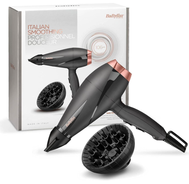BaByliss Paris Hair Dryer, Salon-grade Motor With 2100w & Ionic Frizz-control, 6mm Ultra-slim Concentrator Nozzle With Lockable Cold Shot, Italian-made For Lasting Performance, 6709DSDE (Black)