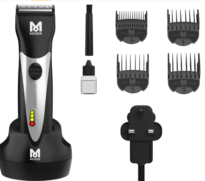 Moser ChromStyle Professional Cordless Hair Clipper (Made in Germany) | 90 Min Operation and 60min Quick Charge | Adjustable Cutting Length | Quick Change Blade (1871-0181)