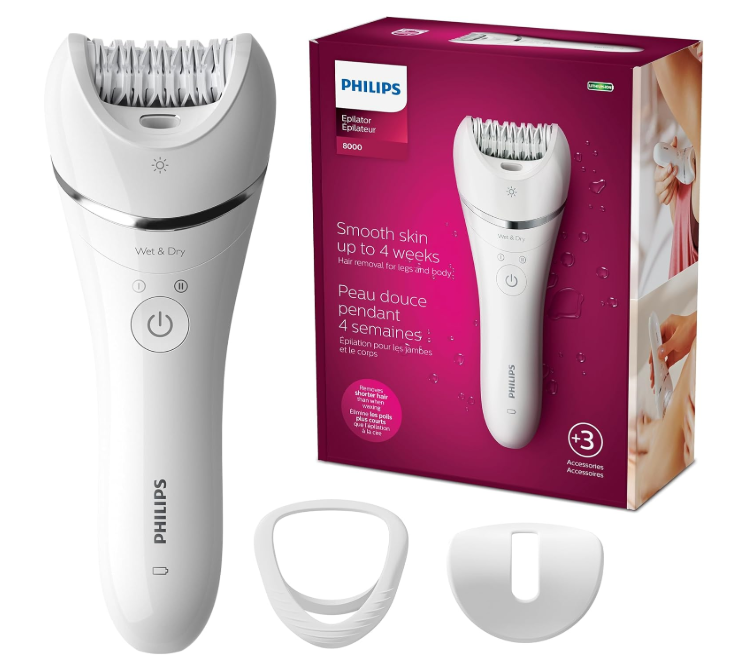 Philips Epilator Series 8000, with 3 Accessories, BRE700/04