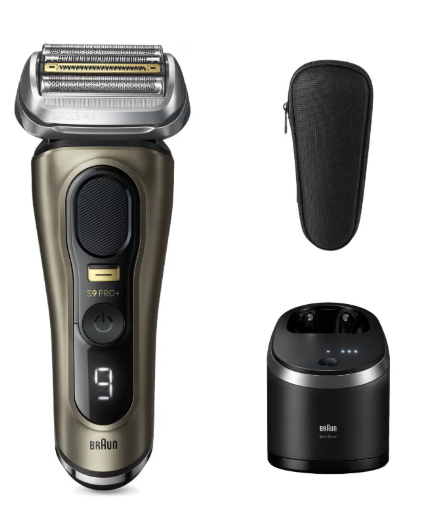 BRAUN Series 9 Pro+ 9569cc Wet & Dryshaver with 6-in-1 SmartCare Center and Travel Case, Brass Gold