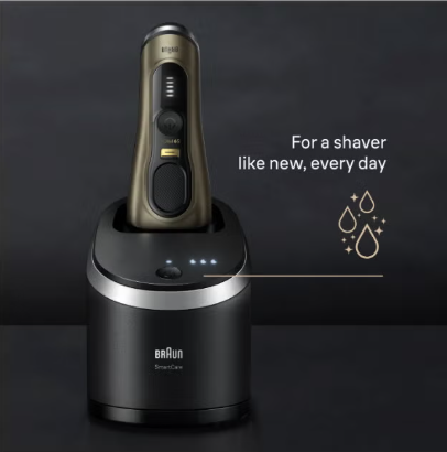 BRAUN Series 9 Pro+ 9569cc Wet & Dryshaver with 6-in-1 SmartCare Center and Travel Case, Brass Gold