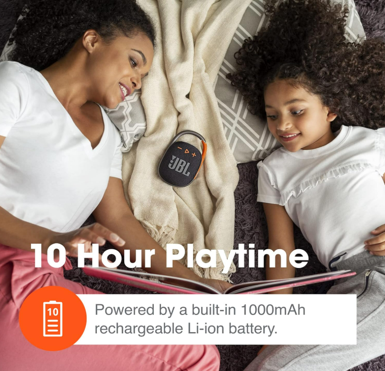 JBL Clip 4, Blue/Coral - Portable Bluetooth 5.1 Speaker - Up to 10 Hours of Play - Waterproof & Dust Resistant - Includes Noise & Echo-Canceling Speakerphone