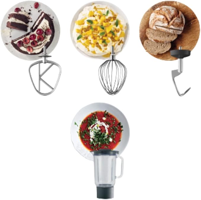 KENWOOD Stand Mixer Kitchen Machine Metal Body CHEF XL 1200W with 6.7L Stainless Steel Bowl, K-Beater, Whisk, Dough Hook, Blender KVL4110S Silver