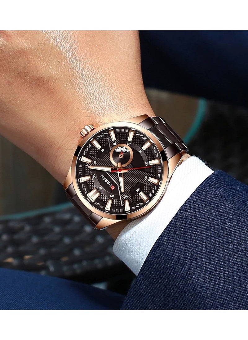 CURREN 8372 Original Brand Stainless Steel Band Wrist Watch For Men