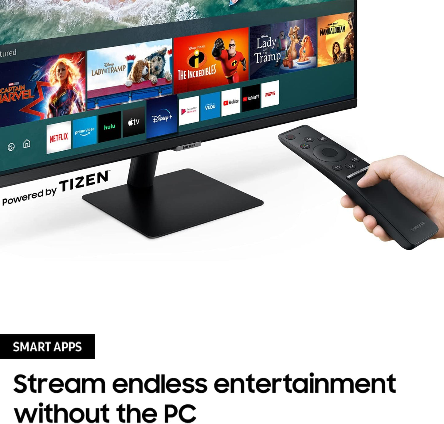 SAMSUNG M5 Series 32-Inch FHD 1080p Smart Monitor & Streaming TV (Tuner-Free), Netflix, HBO, Prime Video, Apple Airplay, Bluetooth, Built-in Speakers, Remote Included (LS32AM500NNXZA)