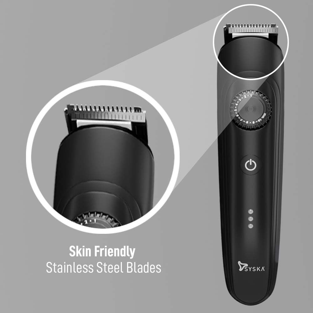 SYSKA HT900 BeardPro Corded & Cordless Trimmer with Fast Charge, 120 Min Runtime, 40 Length Settings (Black)