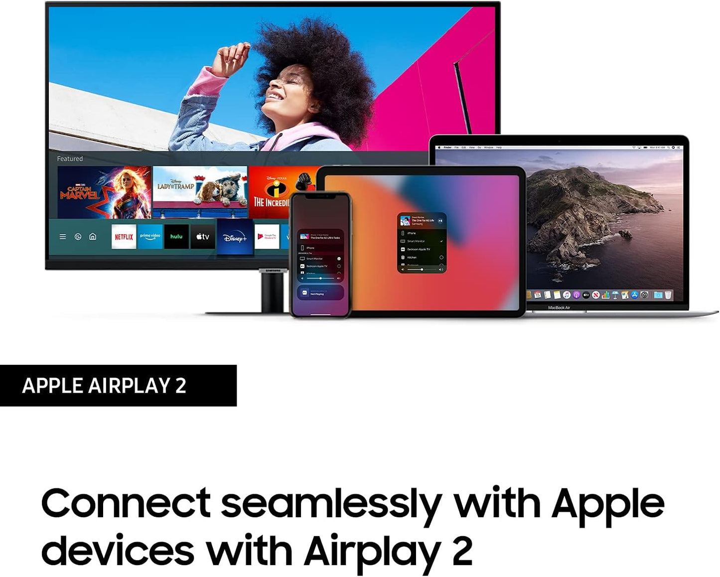 SAMSUNG M5 Series 32-Inch FHD 1080p Smart Monitor & Streaming TV (Tuner-Free), Netflix, HBO, Prime Video, Apple Airplay, Bluetooth, Built-in Speakers, Remote Included (LS32AM500NNXZA)