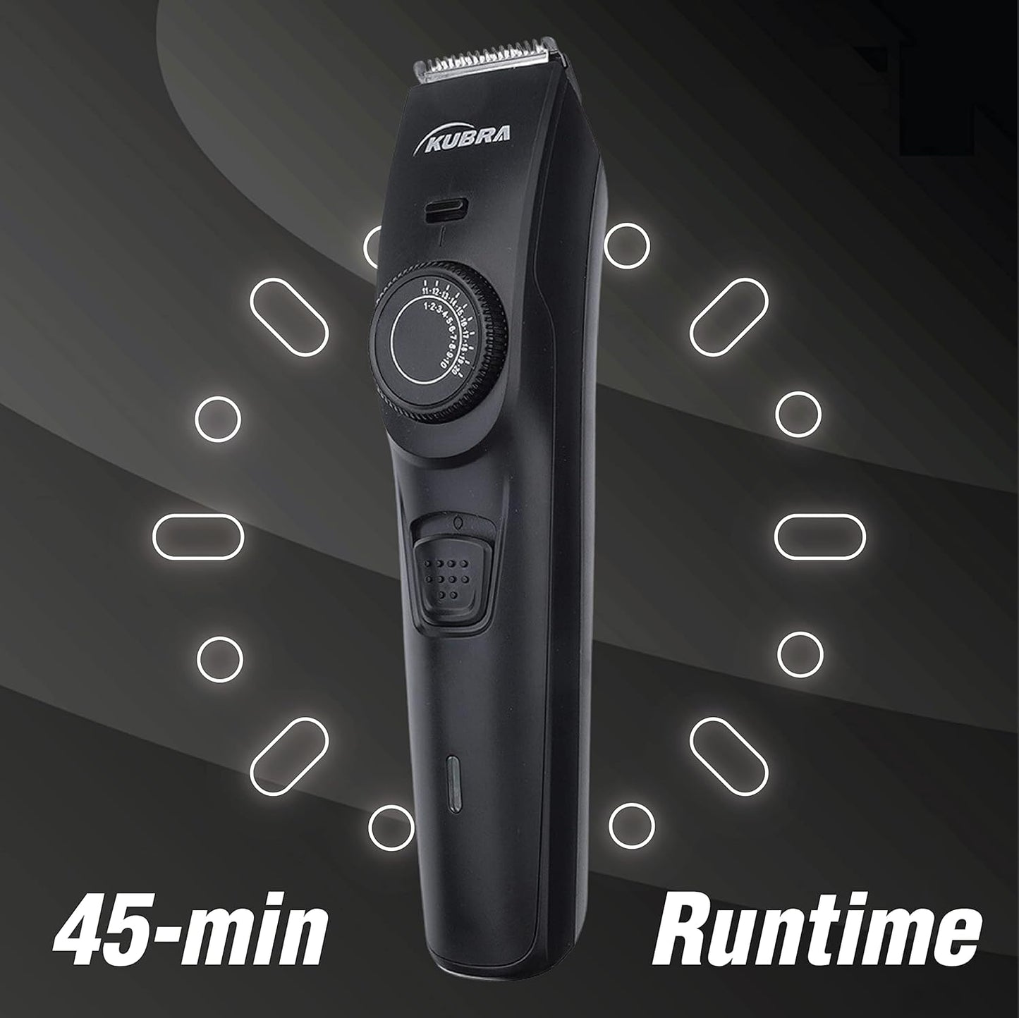 Kubra KB-1088 Hair and Beard Trimmer with USB Charging, 40 Length Setting, 45 minutes Cordless use, 1 Year Warranty (Black)