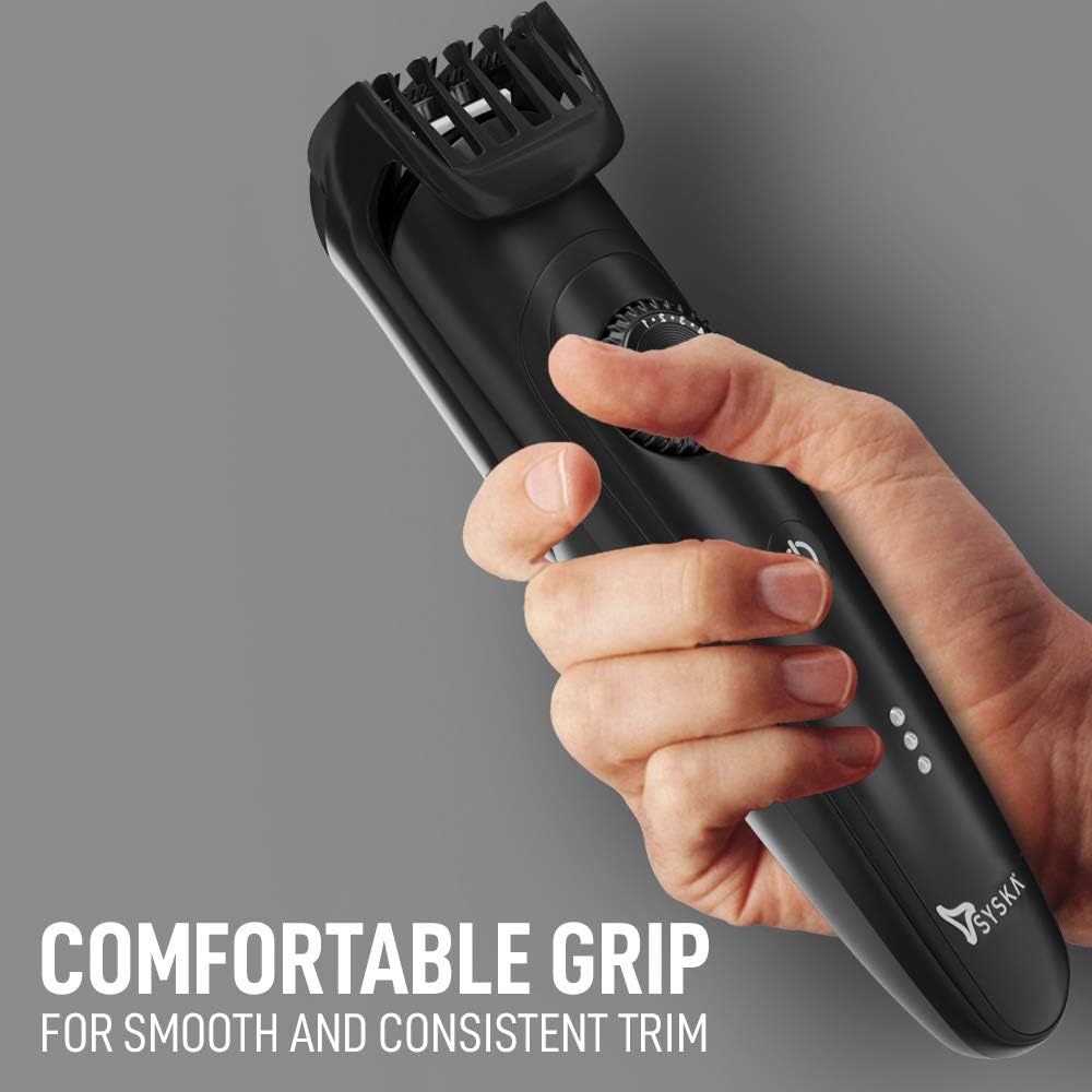 SYSKA HT900 BeardPro Corded & Cordless Trimmer with Fast Charge, 120 Min Runtime, 40 Length Settings (Black)