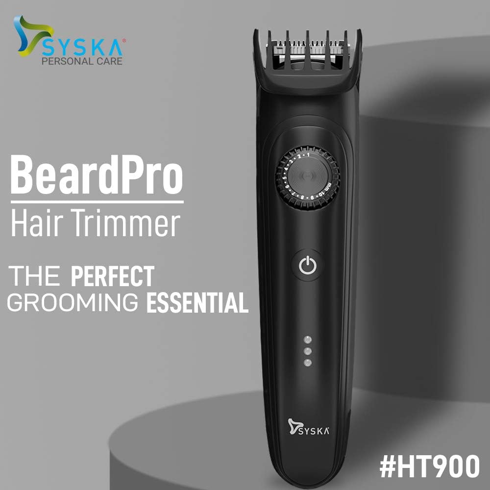 SYSKA HT900 BeardPro Corded & Cordless Trimmer with Fast Charge, 120 Min Runtime, 40 Length Settings (Black)