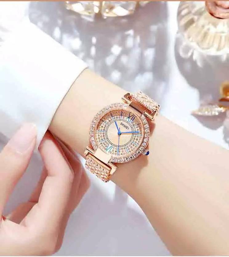 Analog Watch  - For Women 1956 Metal Rhinestone rosegold
