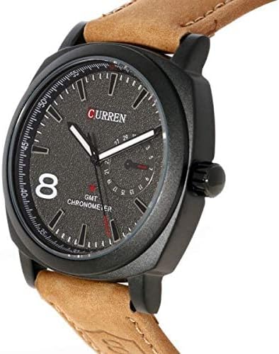 CURREN 8139 Unisex Stylish Quartz Analog Watch with Leather Strap