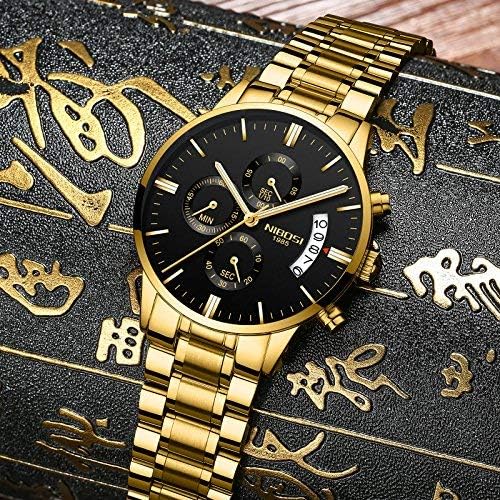 NIBOSI Watches for Women Analog Women Watch with Diamond Stylish Leather Band Wrist Watch for Ladies Rose Gold Dial Girls Watch