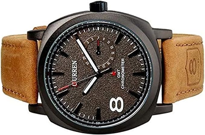 CURREN 8139 Unisex Stylish Quartz Analog Watch with Leather Strap