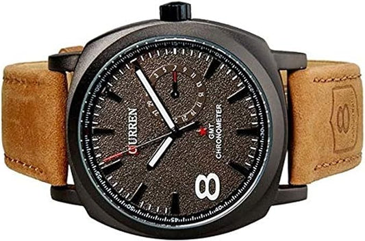 CURREN 8139 Unisex Stylish Quartz Analog Watch with Leather Strap