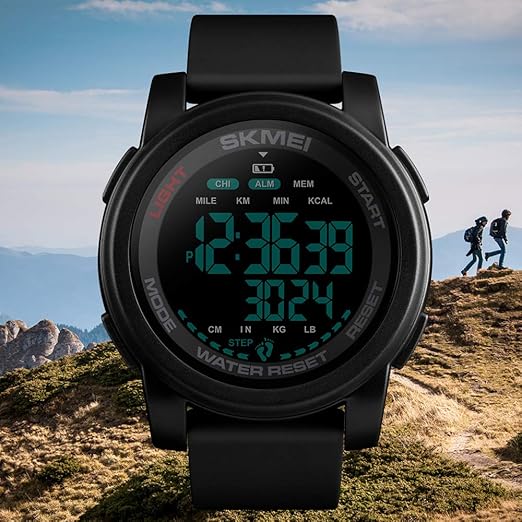 Lixada SKMEI 1469 Analog Digital Watch Man Sport Watch 50M Waterproof Tracker Pedometer Monitor Calories Monitor Smart Bracelet Fashion Alarm Couple Wrist Watch Sport Band