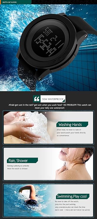 SKMEI 1142 Japanese-Quartz LED Display 50M Waterproof Sports Multifunction Watch
