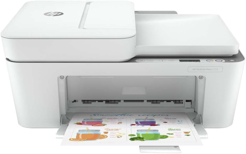 DeskJet Plus 4120 All-in-one Printer, Wireless, Print, Copy, Scan & Send mobile Fax - white [3XV14B] White