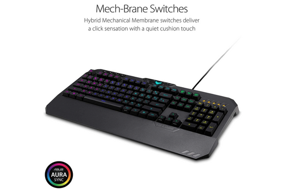 ASUS TUF Gaming K5 RGB Keyboard with Tactile Mech-Brane Key Switches and Spill-Resistance, and M5 Ambidextrous Ergonomic RGB Gaming Mouse with Gaming-Grade Optical Sensor