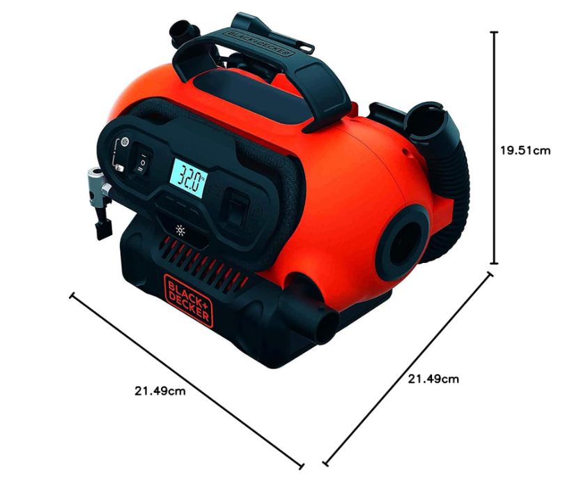 BLACK+DECKER Bdcinf18N-Qs - Inflador De Aire Ca/Cc Para 230V/12V/18V,