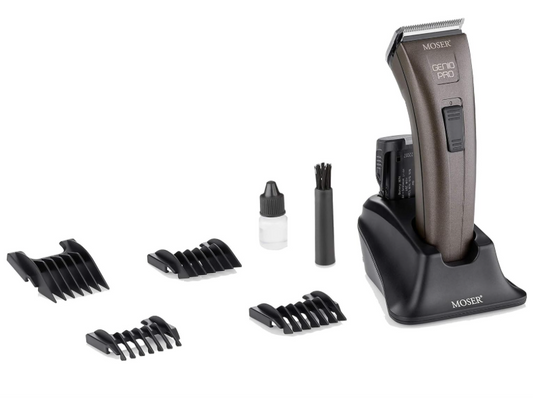 Moser Genio Pro Cordless Hair Clipper for Men (Made in Germany) | Magic Blade with 0.7-3mm Length Adjustment | 75 Min Run Time per Battery | LED Battery Indicator (1874-0150)