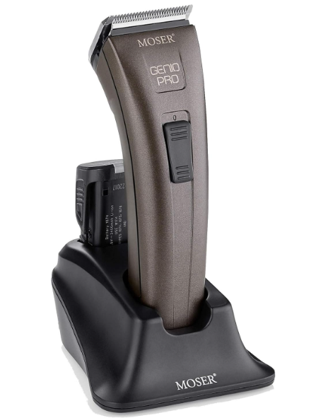 Moser Genio Pro Cordless Hair Clipper for Men (Made in Germany) | Magic Blade with 0.7-3mm Length Adjustment | 75 Min Run Time per Battery | LED Battery Indicator (1874-0150)