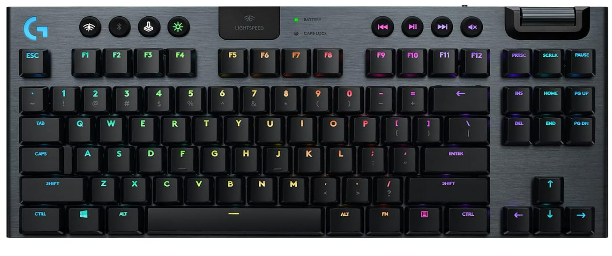 Logitech G915 TKL Tenkeyless Lightspeed Wireless RGB Mechanical Gaming Keyboard, Low Profile Switch Options, Lightsync RGB, Advanced Wireless and Bluetooth Support - Tactile