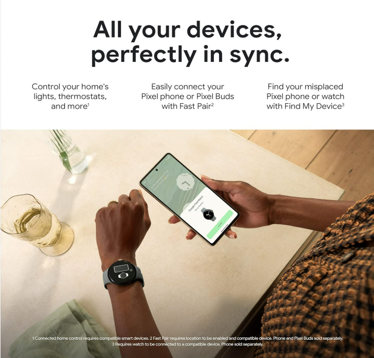 Google Pixel Watch - Android Smartwatch with Fitbit Activity Tracking - Heart Rate Tracking - Polished Silver Stainless Steel case with Chalk Active band - WiFi Brand: Google