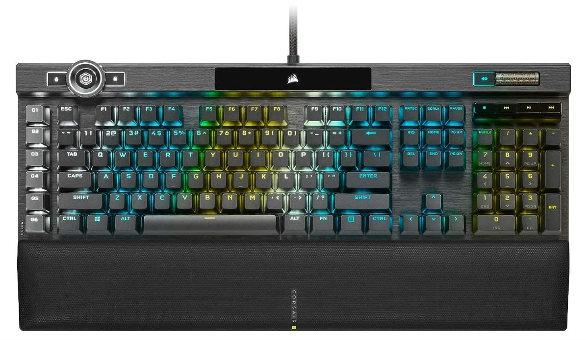 Corsair K100 Rgb Optical-Mechanical Gaming Keyboard, Backlit Rgb Led, Corsair Opx Keyswitches, Black